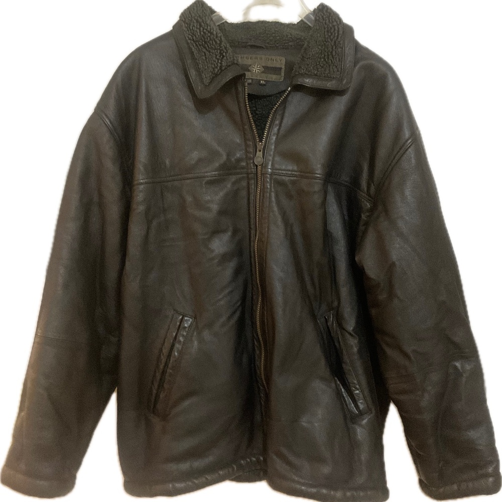 Mens XL Leather Members Only Bomber Flight Aviator Jacket Winter Coat